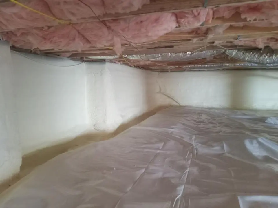Crawl space encapsulation with closed-cell spray foam for Flat Roof Repair in Clovis